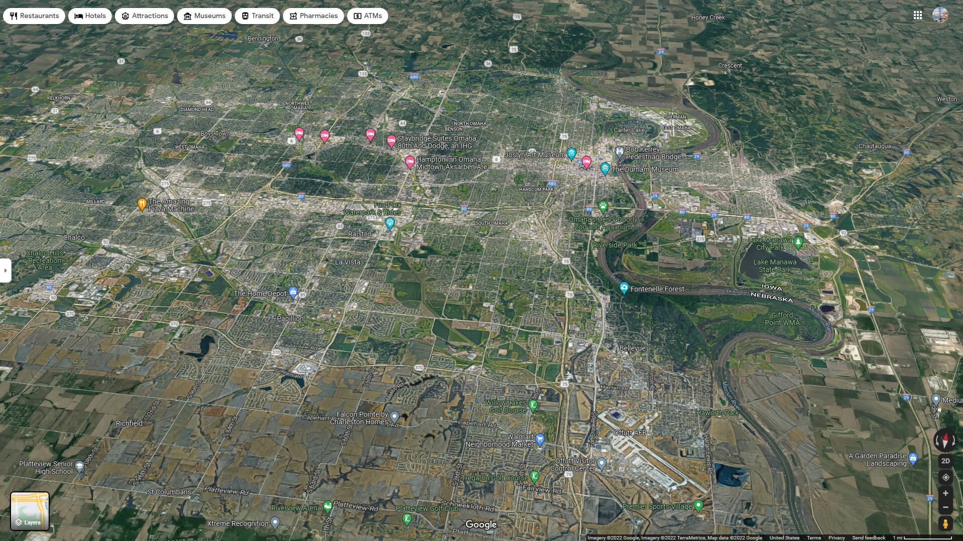 Omaha Aerial Map Nebraska